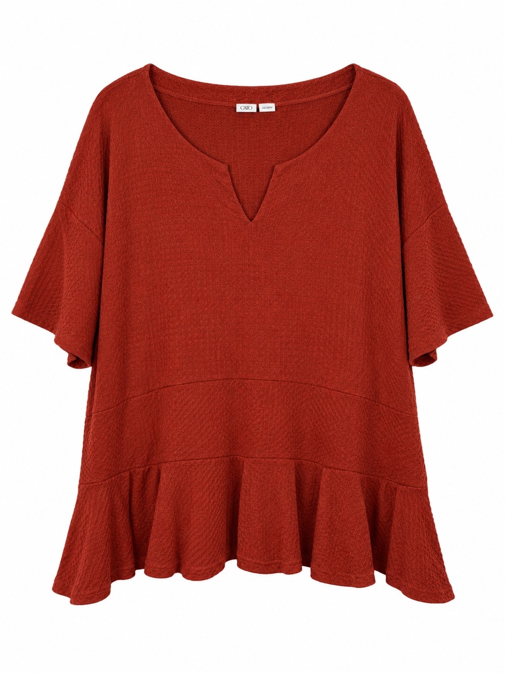 Cato Textured Knit Ruffle Hem Tunic Top Plus Size 26 28W